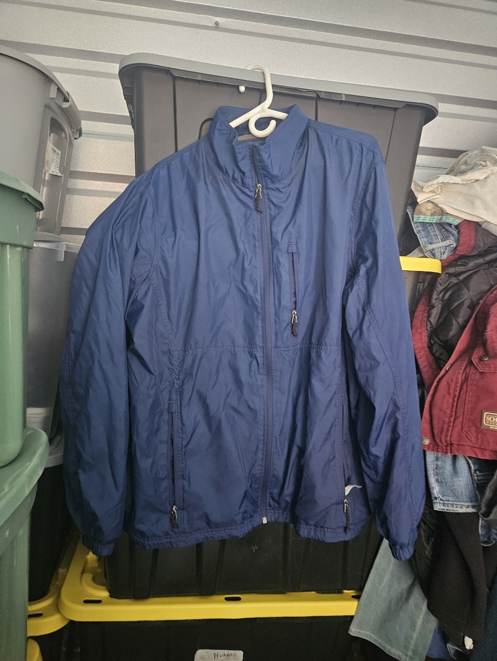 LL Bean Jacket Mens Xxl Blue Poly Mesh Lined Zip Windbreaker Light Hike